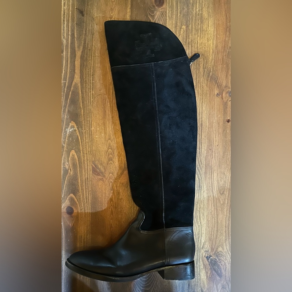 Tory Burch knee-high leather and suede black boots. Barely worn size 9